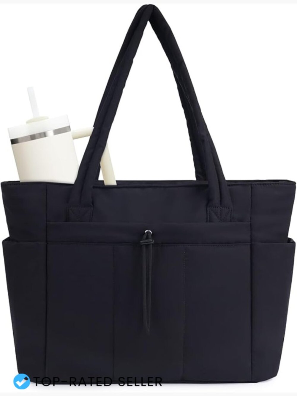 Puffy Tote Bag for Women, Travel Work Nurse Bag with Laptop Pocket, Zipper